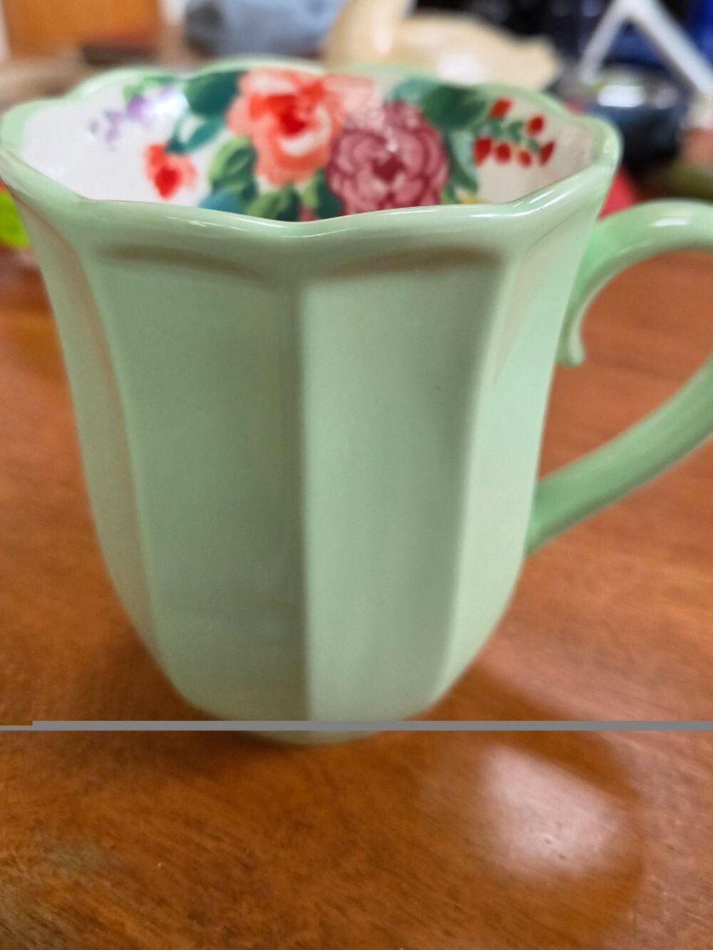 light green pioneer woman mug with floral design